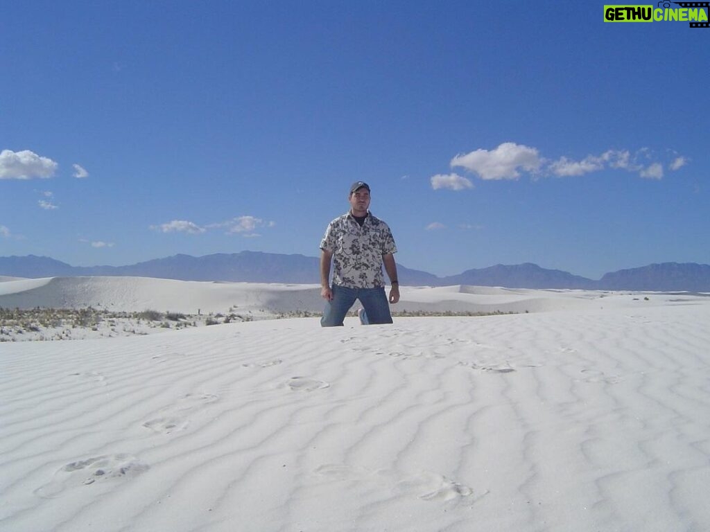Brian Quinn Instagram - 20 years ago I drove to San Diego from NYC for @comic_con. This is a picture I took in White Sands on the way. I still have that shirt.