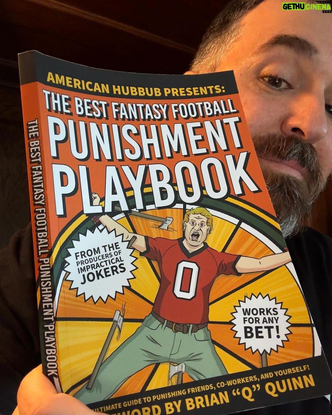 Brian Quinn Instagram - The writers room for Impractical Jokers got together in their down time to write a book and you can buy it now! It’s called “The Best Fantasy Football Punishment Playbook” and it’s chock filled with ways to torture your friends, written by true experts in the field. Not just for fantasy football, it also gives you ideas on how to abuse your pals when they lose bets. I’m stealing some of these for when we start shooting again. It’s funny and well written. Very proud of them. Also, I wrote the foreword. So you get a bit of BQ in your life as well. Check it out! @jameskilmoon @mister_nickg @si_badboy @caseyjost @jls5316 @johnszeluga