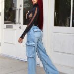 Brittany Renner Instagram - "Typical Tuesday" • Photographer: @Pyradyseeffect Stylist: @stylesbyhoward Top: @muglerofficial Pants: @zara Belt: @muglerofficial Shoes: @stevemadden Hair: @sha_villz @__haironthevillz__ Los Angeles, California