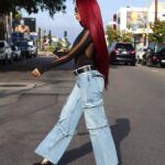 Brittany Renner Instagram - "Typical Tuesday" • Photographer: @Pyradyseeffect Stylist: @stylesbyhoward Top: @muglerofficial Pants: @zara Belt: @muglerofficial Shoes: @stevemadden Hair: @sha_villz @__haironthevillz__ Los Angeles, California