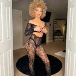 Brittany Renner Instagram - @NovaMEN by @FashionNova Outfit: Frisky Time Bodystocking Set Shoes: Business Per Usual Mules @FashionNova has the best outfits for Valentine’s Day 🖤