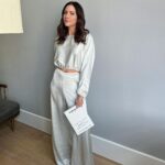 Brittany Snow Instagram - Here’s pictures of me on the @septemberletters book tour leaning in odd ways, standing by various blank walls! Thank you @katiebof for suiting me up so nicely. 🎀 The @septemberletters book is out now and has nothing to do with these outfits. ✉️