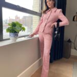 Brittany Snow Instagram - Here’s pictures of me on the @septemberletters book tour leaning in odd ways, standing by various blank walls! Thank you @katiebof for suiting me up so nicely. 🎀 The @septemberletters book is out now and has nothing to do with these outfits. ✉️