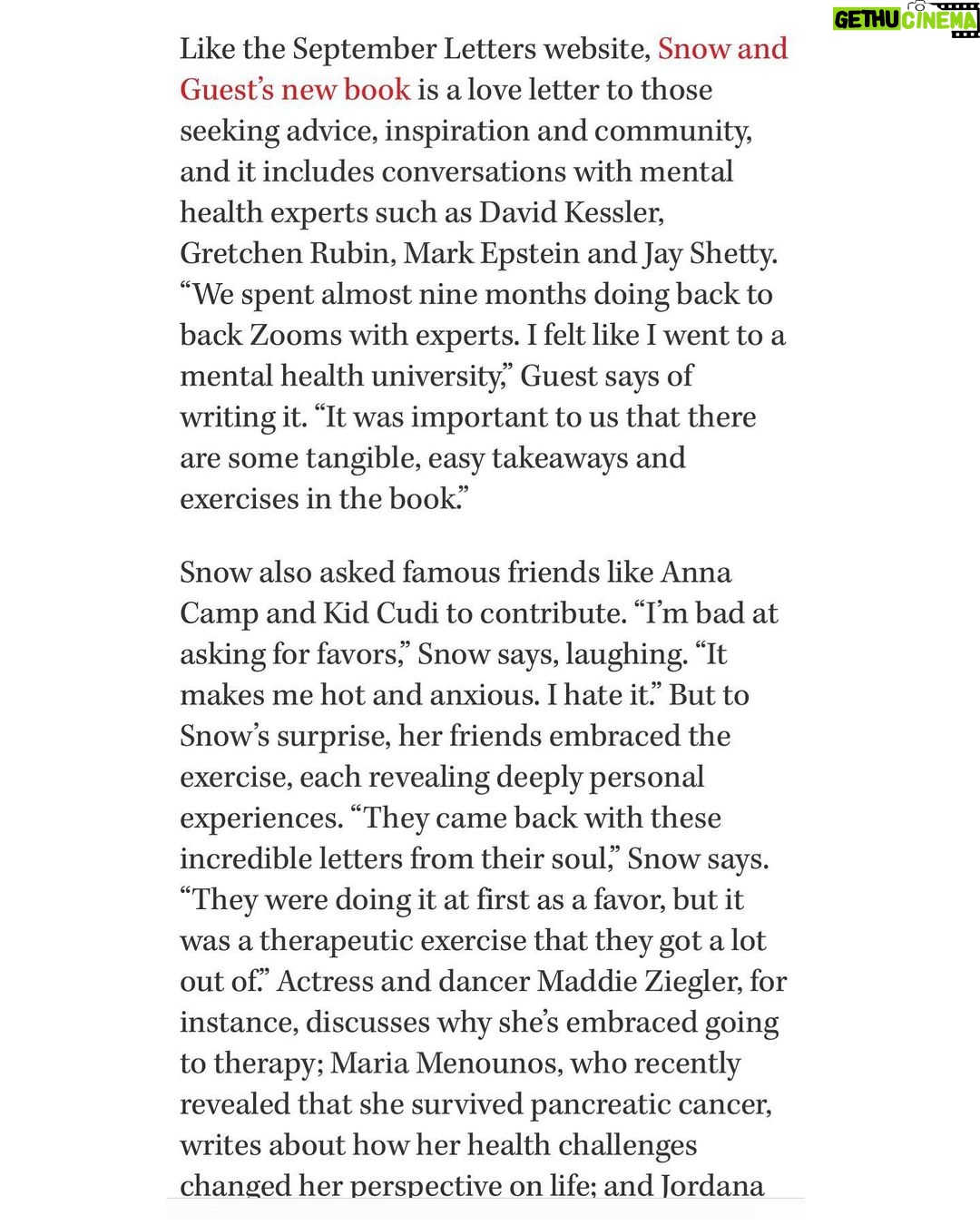Brittany Snow Instagram - Thank you @hollywoodreporter & @lindzischarf for letting me talk about @septemberletters, our new book out May 23rd and directing #ParachuteFilm. ๐ช ๐The book is out in a couple of days & you can get it everywhere books are sold. @harpercollins @jaspre @meg_thompson