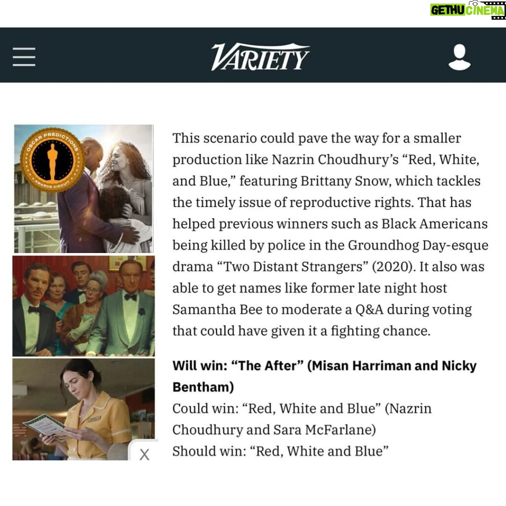 Brittany Snow Instagram - RED, WHITE AND BLUE is Variety’s Clayton Davis pick for Best Live Action Short Film that should win at the 96th Academy Awards. Thank you @byclaytondavis! 🔗Read the full article here: https://variety.com/2024/film/awards/2024-oscars-best-live-action-short-predictions-1235882381/ #reproductiverights #abortionishealthcare #FYC #academyawards #academyaward #awardseason #foryourconsideration #redwhiteandbluefilm #bestliveactionshortfilm #shortfilm #oscar #oscars #oscarnoms #movies #film #liveactionshortfilm #oscarsweek @variety