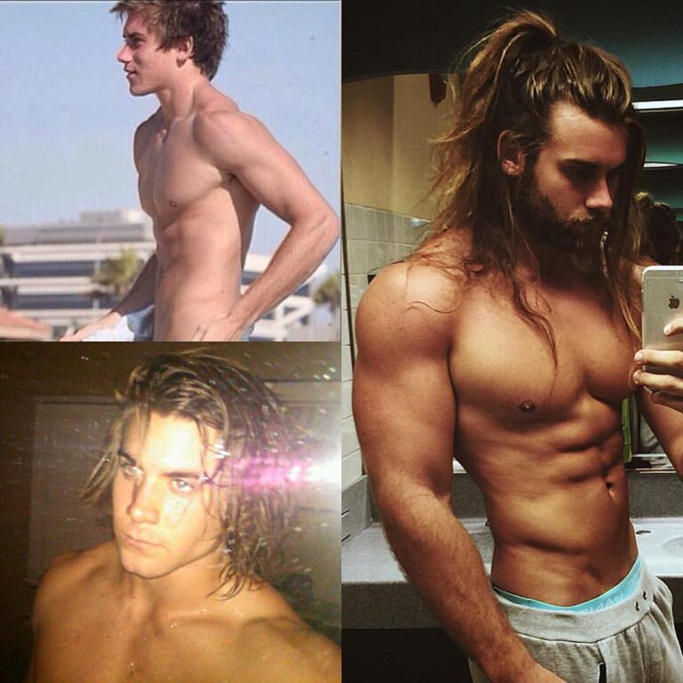 Brock O'Hurn Instagram - The Evolution of Me! ¯_(ツ)_/¯ • Top left I was 18 and that was after 3 years of working out everyday just to get to that point! (I used to be wayyyy skinnier than that) • Bottom left was me at 19 just growing it back out after shaving it my senior year • and the right is what happened when I stayed consistent at both I am thankful that I have learned in my life the lesson of Believing in myself more than anyone else ever could. If you do so, you will learn that Anything and Everything Truly is Possible!! #NeverSettle