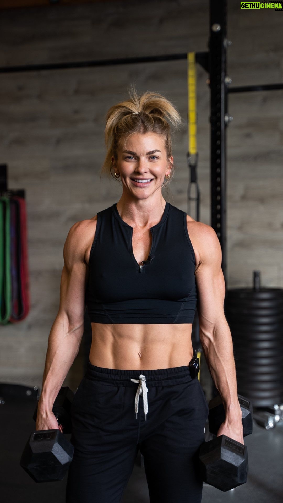 Brooke Ence Instagram - Some of my favorite exercises for warming up. Sometimes I like to add more of an active movement like rower, bike, or a jog just to get started. Keep it light, and roll through this three times. Rower - 10 Calories Overhead Press - 10 Reps Cuban Press - 10 Reps BB Bent Over Row - 10 Reps BB Good Mornings - 10 Reps Check out my Naked Training app if you want warm-ups like this daily, along with workouts, nutrition, and mobility all in a super awesome app!