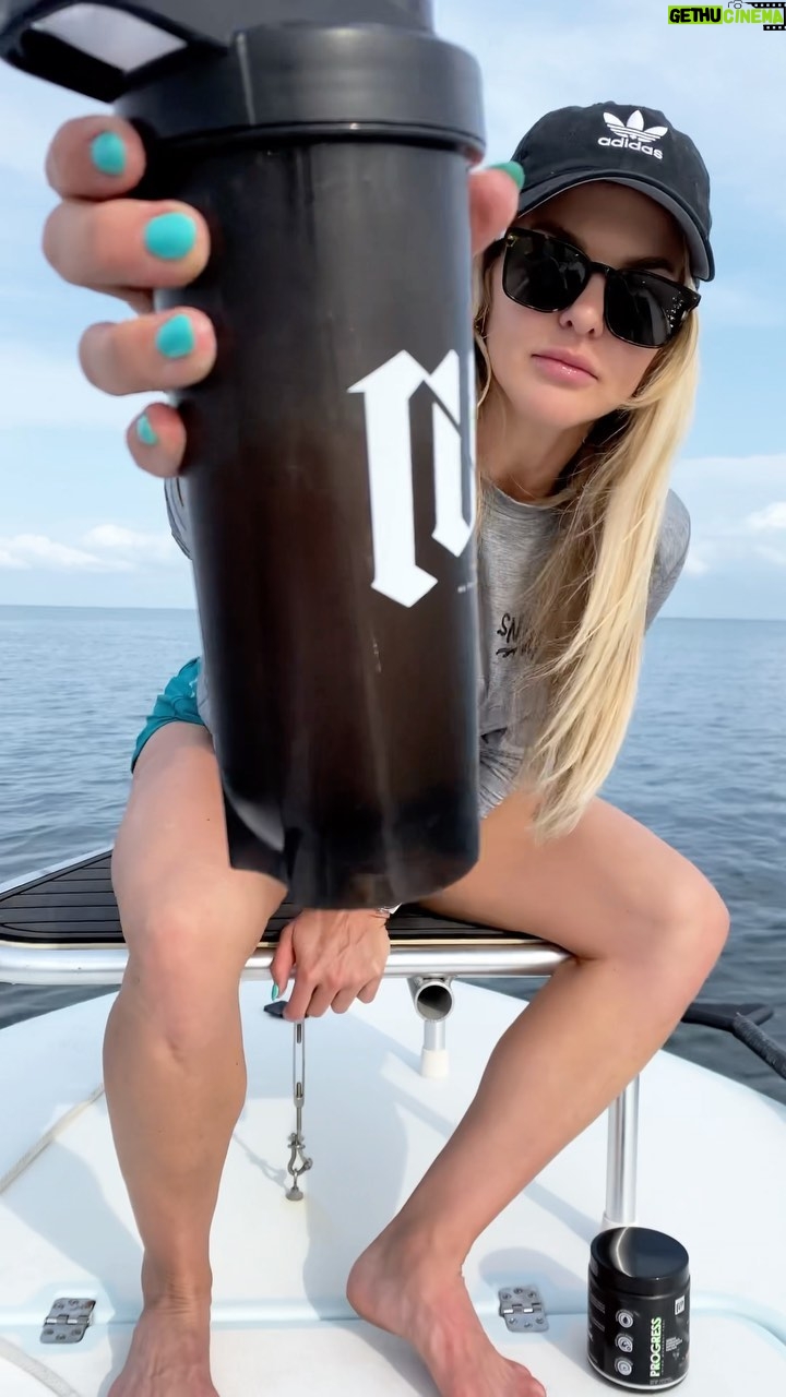 Brooke Ence Instagram - My first time fly-casting out on the water ๐ฃ ๐ @runsupps are meant for more than just fueling your workout in a gym ๐ โProgressโ - (intra workout) improves hydration while also supporting muscle function. And lord knows I needed both of these things. #itmakesence #runsupps #snaggedapparel