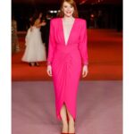 Bryce Dallas Howard Instagram - Thank you @academymuseum! 💕🦩 #AcademyMuseumGala ⁣ ⁣ Hair: @misterjasonlow⁣ Makeup: @vivianbaker⁣ Nails: @chuenails⁣ Styled by Publicist Extraordinaire: @alex.schack⁣ Dress: @alexandrevauthier⁣ Shoes: @jimmychoo Jewelry: @shycreationfinejewelry⁣ ⁣ 📸: 1-4: @andiejjane 📸 5-6: @academymuseum/ @gettyimages ⁣ [ID: Standing on the red carpet at the Academy Museum, BDH smiles and wears a fuscia dress and red shoes.] Academy Museum of Motion Pictures