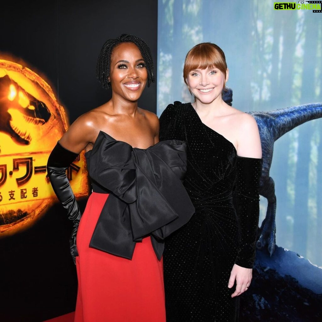 Bryce Dallas Howard Instagram - Please join me in celebrating a woman I WORSHIP! DeWanda Wise, today is your birthday:) There’s the family you are born with and there is your found family 👯‍♀️ DeWanda, I and so many others thank the universe every day for the blessing that is you ❤️ Happy Birthday, Goddess⁣ ⁣ 📸: @universalpictures & @alex.schack ⁣ [ID: DeWanda (left) and BDH (right) pose for photos at the Japan premiere of Jurassic World Dominion. They smize, they smile, and because they can’t help themselves, they always end on laughter.]