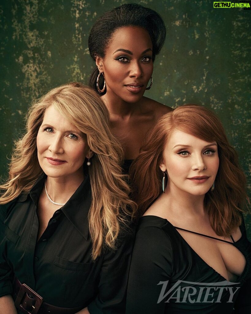 Bryce Dallas Howard Instagram - Working alongside @lauradern & @dewandawise has been one of the most enriching relationships in my lifetime. The three of us had the absolute honor of talking with Angelique Jackson at Variety about #JurassicWorldDominion. ⁣⁣ ⁣⁣ Thank you @ange814 for your meaningful worlds about the importance of seeing womanhood in all of its shades, power, and action-packed glory on screen. I am so appreciative of how you uplifted us individually and collectively — it was beyond generous, empowering, and forward-thinking. You reminded us of the very real potential that the Jurassic franchise has to inspire women and girls for generations to come. ⁣⁣ ⁣⁣ Deeply moved. Deeply grateful. For everything.⁣⁣ Check out @variety’s cover story at the link in bio.⁣⁣ ⁣⁣ Photographs by: Art Streiber (@aspictures)⁣⁣ Set Design: Anthony A. Altomare/Buffalo Art Co (@photobuffalo)⁣⁣ Makeup: Georgie Eisdell/The Wall Group (@georgieeisdell)⁣⁣ Hair: Bridget Brager/The Wall Group (@bridgetbragerhair)⁣⁣ Manicure: Sarah Chue (@chuenails) ⁣ ⁣ [ID: In complementary burnt orange and ivory-colored outfits, Laura Dern, BDH, and DeWanda Wise pose against a green background for their “Women of Jurassic World” Variety cover shoot]