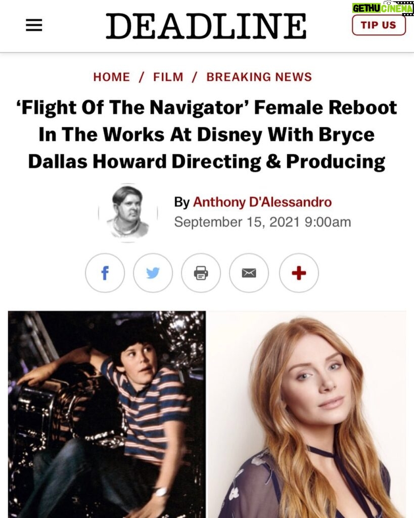 Bryce Dallas Howard Instagram - I’m over the moon for the relaunch of #FlightOfTheNavigator (and all the space puns that’ll come with it 😆). Visit my link in bio to read the full announcement 🛸 ⁣⁣ ⁣⁣ What are your favorite moments from the original movie? (A hint for mine: 🐕‍🦺🐕🐩)⁣⁣ ⁣⁣ @disneyplus @ninemusesentertainment #NineMuses