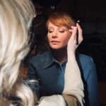 Bryce Dallas Howard Instagram – #TBT – always at peace in the hands of @vivianbaker, @hairbyadir, @bridgetbragerhair, and @misterjasonlow for @jurassicworld press ☺️ #JurassicWorldDominion