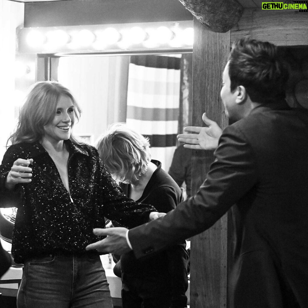 Bryce Dallas Howard Instagram - always a blast with @jimmyfallon on @fallontonight ✨ thank you for having me!! ⁣ ⁣ 📸: andiejjane ⁣ ⁣ [ID: Moments from The Tonight Show — BDH getting ready for the show and giving Jimmy Fallon a big hug; on stage laughing during a game of Password with Donald Glover, Maya Erskine, Steve Higgins, and Jimmy; and chatting with Jimmy about Argylle coming to theaters this Friday!]