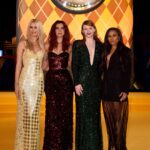 Bryce Dallas Howard Instagram - London, you make my heart so full! ❤️ #ArgylleMoviePremiere⁣ ⁣⁣ 📸: Getty Images for Universal Pictures Hair: @cwoodhair⁣⁣ Makeup: @karayoshimotobua⁣⁣ Styled by Publicist Extraordinaire: @alex.schack⁣⁣ ⁣⁣ [ID: In front of blue and yellow Argylle-themed backdrops, BDH poses for photos at the UK premiere of #ArgylleMovie. She wears a long, glittering emerald green dress with a deep v-neckline and deep crimson lipstick. Her straightened hair falls behind her back to show off her earrings.] Odeon Luxe Leicester Square