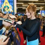 Bryce Dallas Howard Instagram - Seoul! What a fantastic way to start the @argyllemovie tour ✨ Thank you for making our world premiere (and my first time in your amazing city) so welcoming and special — and a special thank you to the fan who made this BEAUTIFUL portrait!! ❤️⁣ ⁣ You all are the very first audience in the world to go on this ride with us — and the first audience to know ALL the secrets!!!! Remember, don’t let the cat out of the bag 🤫⁣ ⁣ 감사합니다 🫶🏻⁣ ⁣ The #ArgylleMovie party train has just begun — next stop: London! ⁣ ⁣ 📸 2-5: @universalpics⁣ Hair: @cwoodhair⁣ Makeup: @karayoshimotobua⁣ Nails: @chuenails Styled by Publicist Extraordinaire: @alex.schack⁣ ⁣ [ID: Celebrating the premiere of Argylle in Seoul, South Korea, BDH smiles and takes photos with audience members, her fellow castmates Henry Cavill & Sam Rockwell, and her husband Seth Gabel. Across the different press events she wears a sheer black top with a long baby blue mermaid skirt, a silk orange and pink dress with matching orange heels, and ruffled black dress with silver gemstones.] Seoul, Korea