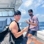 Bryce Hall Instagram - went fishing for the first time and caught a 450 lb bull shark… not bad Miami, Florida