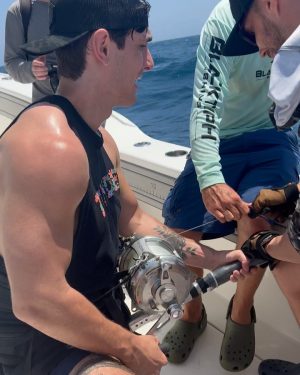 Bryce Hall Instagram - went fishing for the first time and caught a 450 lb bull shark… not bad