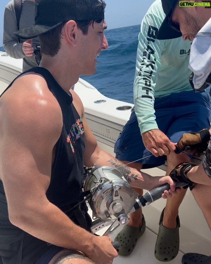 Bryce Hall - 385.8K Likes - went fishing for the first time and caught a 450 lb bull shark… not bad