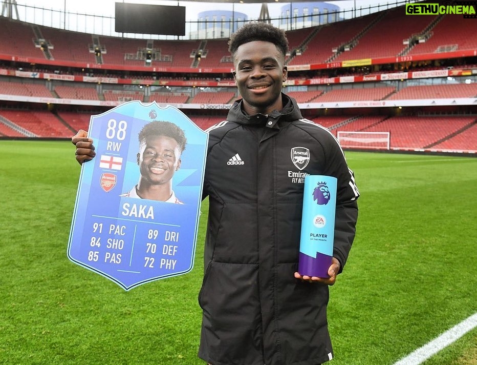 Bukayo Saka Instagram - Happy to have won the Premier League Player of the Month award. Even though I’m the one receiving it, I couldn't have done it without all the hard work from my teammates and everybody at the club. Thank you again and let's keep going 🏆 God's Plan