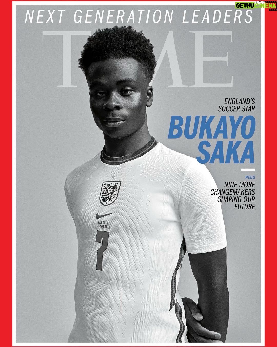 Bukayo Saka Instagram - It’s an honour ! Thank you @time 🖤