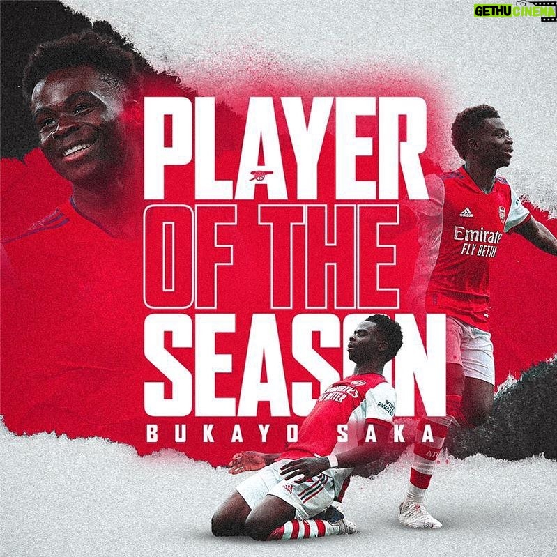 Bukayo Saka Instagram - I’m so proud to win the @arsenal Player of The Season award again ! 🙏🏿 Thank you to all my Gooners for your constant support this year, this one is for you 🫶