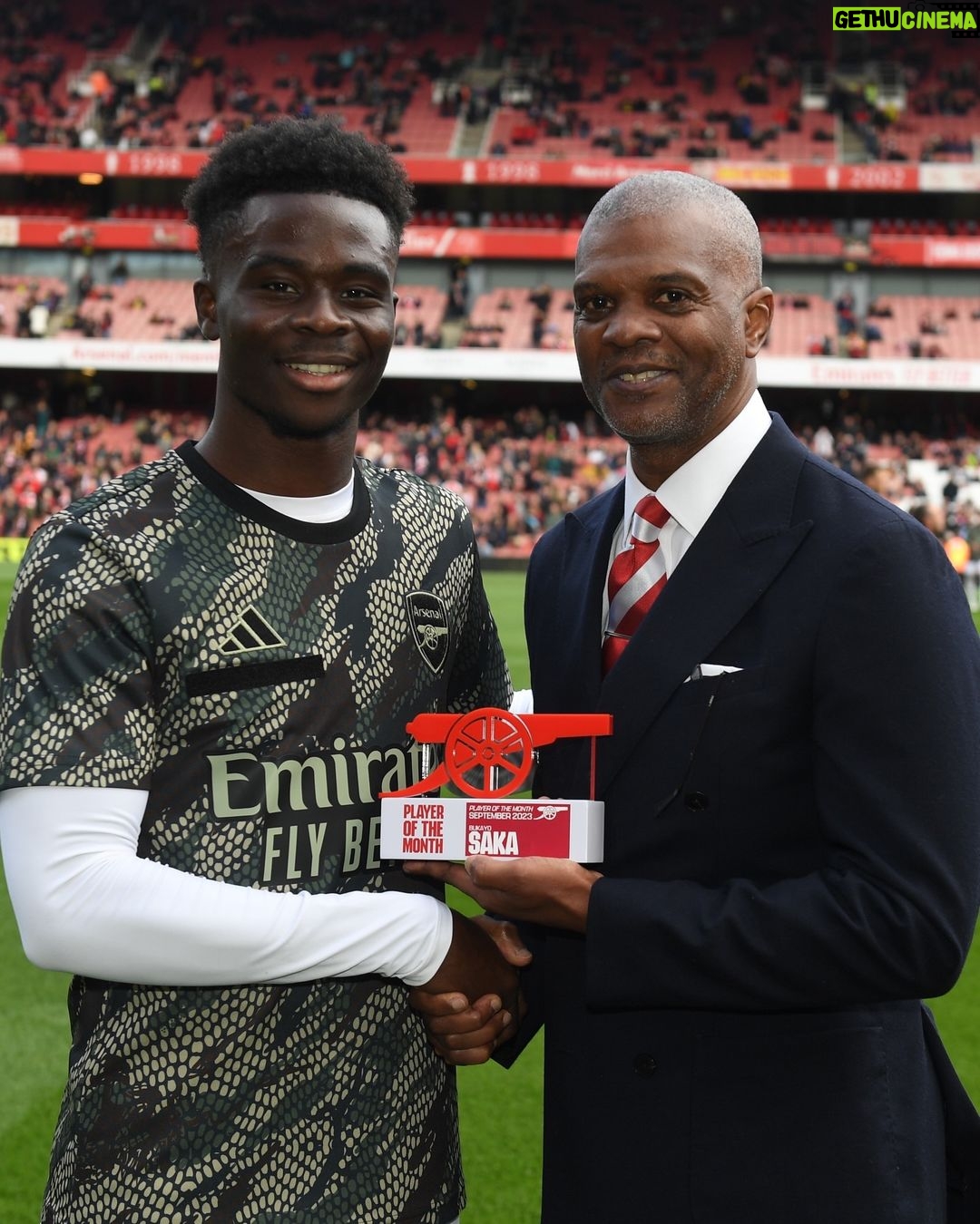 Bukayo Saka Instagram - September Player of the Month 🤩 Emirates Stadium