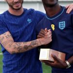 Bukayo Saka Instagram - A special birthday surprise with a little help from @madders… 🎁 For the second season running, your England Men’s Player of the Year connected by @ee is @bukayosaka87! 👏 St George's Park National Football Centre