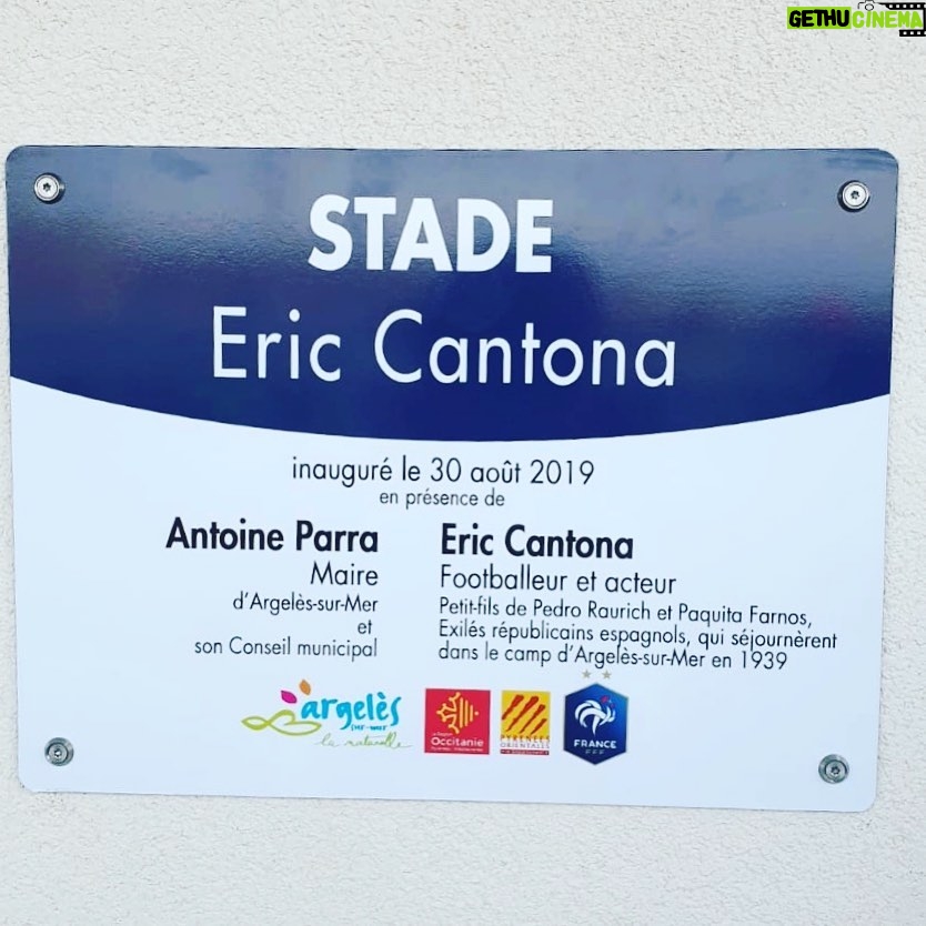Éric Cantona Instagram - Proud of this stadium « Eric Cantona » in the city of Argelès sur Mer where my grand parents (Spanish Republicans) spent a year (1939) in the refugees camps after the civil war in Spain.
