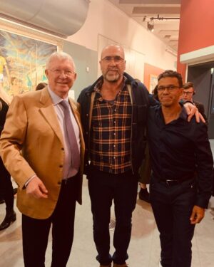 Éric Cantona Instagram - With the BOSS and the artist  Mikael Browne at the opening of the exhibition « from Moss Side to Marseille » in the @nationalfootballmuseum in Manchester. Don’t miss it! It’ magnificent and powerful!