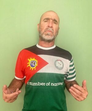 Éric Cantona Instagram - @primalscreamofficial have teamed up with @aidaceltic and @anumberofnames to make the palestinadelica football shirt. ALL proceeds from sales go towards helping train and provide sportswear for the Aida refugee camp football team. If u want to buy a shirt go to < www.aidaceltic.com> The history of the club is also on the site