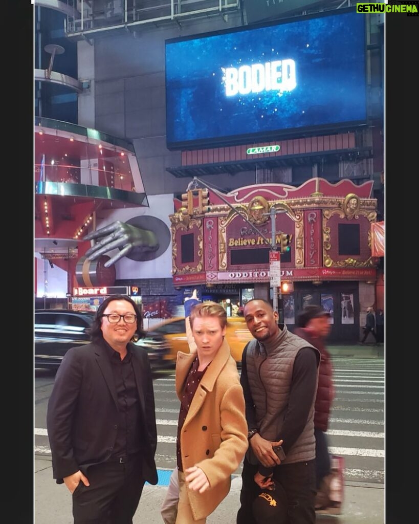 Calum Worthy Instagram - Bodied trailer is playing in Times Square! Oh my god! This is insane! @bodiedmovie comes out this weekend 🔥