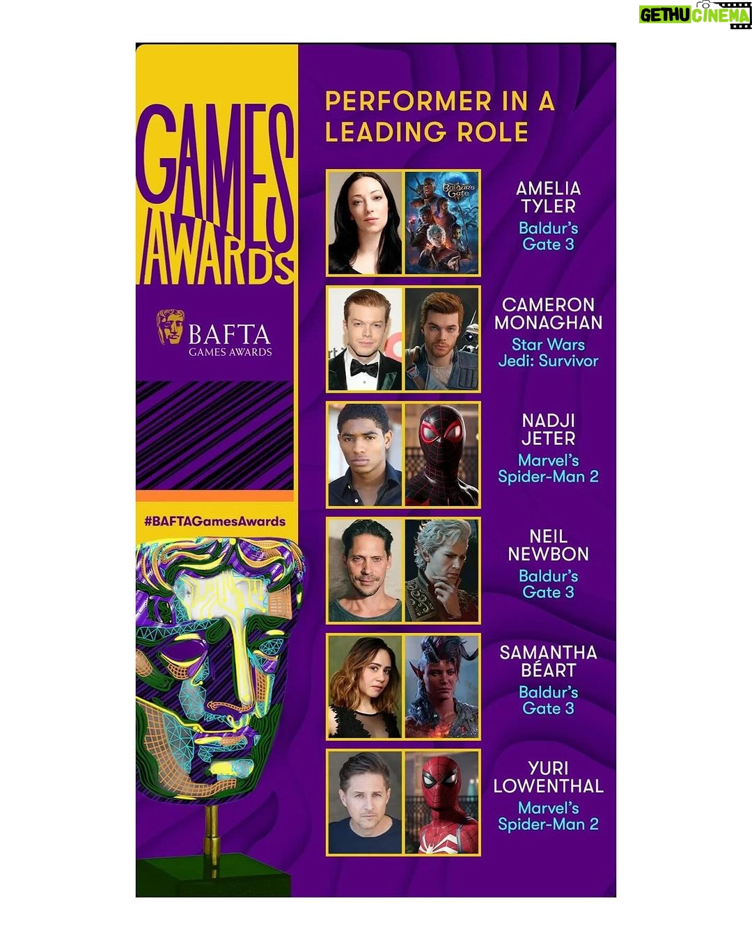 Cameron Monaghan - 3 Likes - Truly an honor to be nominated for a @bafta. Not only that, but our @eastarwars team was nominated for SIX awards for @starwars Jedi Survivor! I’m so proud of everyone involved.
Congrats to my fellow nominees. Well deserved all round.