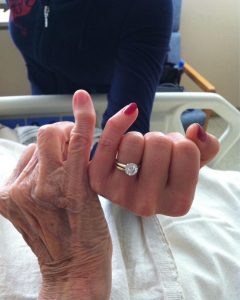 Candace Cameron-Bure Instagram - My mom sent me this beautiful photo this morning 🥹. It was taken weeks before my 98 year old grandma Jeanne passed (2 years ago.) I inherited her crooked pinky fingers. I love this generational pass down SO much. For me, it’s the little things that look like imperfections only to realize that it’s beauty passed down. 🤗♥️