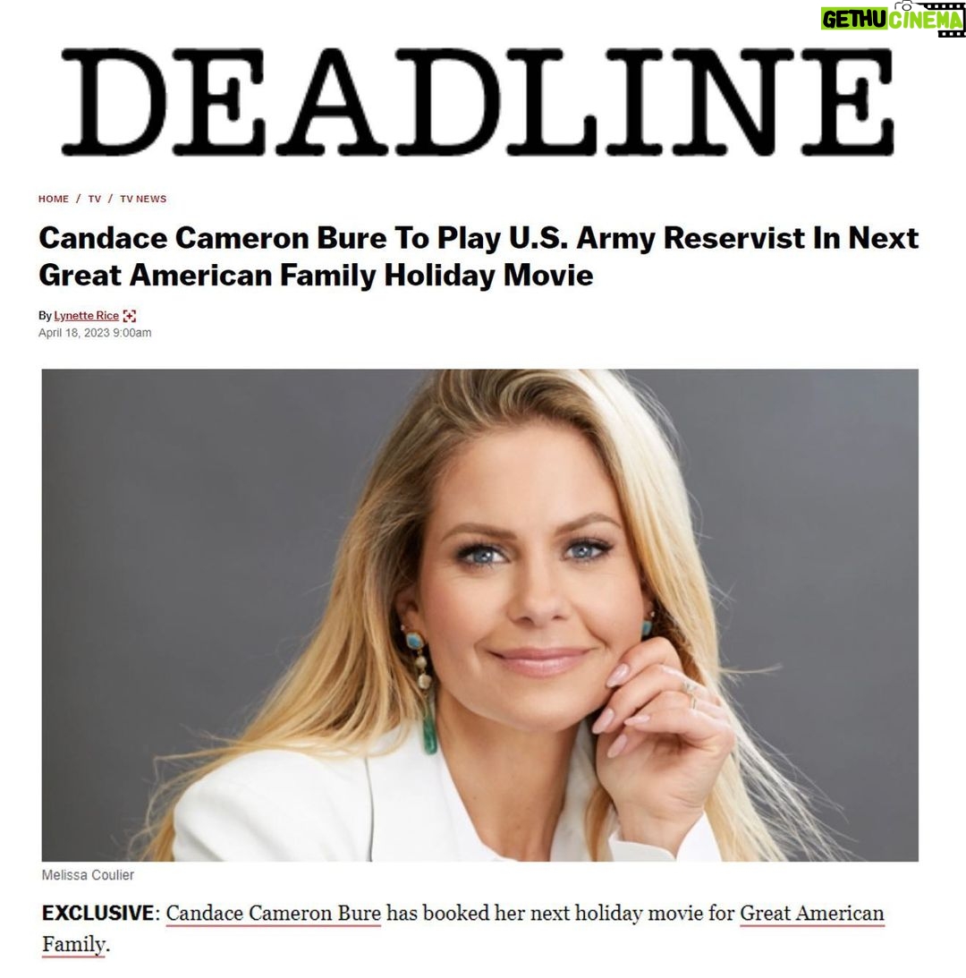 Candace Cameron-Bure Instagram - Very excited to present another Great American Christmas film this year with @candyrock.entertainment, and so proud of this movie and all it represents! “My Christmas Hero” will premiere later this year on @gactv 🇺🇸✨
