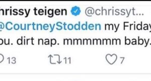 Candace Owens Instagram - SWIPE>>

A teenage mom—
Another teenager in a toxic relationship with a 51 year old man who was grooming her. A politician, and a 20 year old actress...

 Chrissy Teigen, a vile woman who Hollywood and the media who have been complicit in empowering— has a suicide fantasy for everyone. 

This trash human being has targeted young woman FOR YEARS who have done nothing to her other than exist. 

Hollywood has paraded her around as John Legend’s “hilarious non-politically correct wife.”

Lindsay Lohan slit her wrists and Chrissy Teigen mocked her for it. 

Courtney Stodden existed and Chrissy begged her to kill herself. 

Sarah Palin is a conservative so Chrissy asked her to shoot herself in the face. 

Are suicide and self-harm hilarious to all of the brands that sponsor this abhorrent woman? What about all of you celebrities who spent the last four years crying about Trump’s mean tweets? Where are you now? 

@target — you routinely claim to be a store that is focused on social responsibility. Do the right thing, stand up for young woman and teenagers who are being mentally abused, and DROP @chrissyteigen.