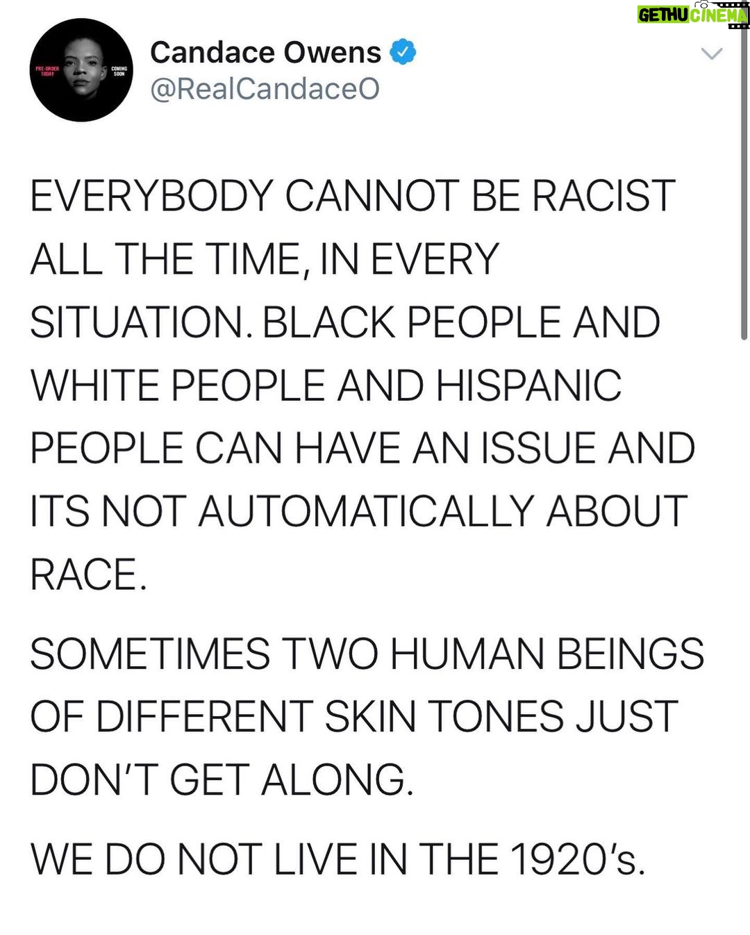 Candace Owens Instagram - I genuinely do not understand HOW it is possible that there are black people falling for this crap AGAIN. I have literally spent the last 3 years warning black people that just ahead of an election cycle, the media drums up the race narrative, covering exclusively black vs. white stories, to make black people believe in our own oppression so that we vote for the Democrat politicians that feign sympathy. EVERY FOUR YEARS, WITHOUT FAIL, RIGHT ON TIME. I could actually set an alarm clock for exactly when the coverage begins and exactly when the coverage will end— the moment the last ballot is counted on November 3rd. I just don’t understand how it’s possible that people do not yet realize that the people to blame for race issues in the country are the journalists. It absolutely disgusts me that so many people are this easily brainwashed. You got people on the left and right acting like fools, falling for this absurd narrative that is DESIGNED to make us fight with one another. Never do these programmed bots pause and consider just WHY journalists obsessively cover race issues for a few months, and then magically disappear for 3 years until its time to start drumming it up again. Black Lives Matter virtually VANISHED the day after Trump was elected. Now they are back in full-swing again, funded by the same white liberal billionaires. I am being honest when I say that we are never going to break the chains of mental enslavement and advance and be respected in this society if we do not start thinking for ourselves, and stop allowing the media to treat us like emotional silly-putty. Research the data— the race narrative makes ENTIRELY NO SENSE STATISTICALLY. It is Democrat-funded madness. BLACK AMERICA, WAKE UP. ENLIGHTEN YOURSELVES. DO NOT BE OWNED BY A MAINSTREAM MEDIA AGENDA.