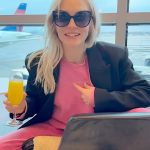 Candice King Instagram - @asuperbloompod Superbloom Suit LIVE now 🥂 perfect to wear for traveling, sipping mimosas, and while sitting on top of your overpacked suitcase trying with all your might to zip is closed ✌️ visit @merchbyblankclo x