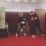 Caroline Flack Instagram - Gradually punching @bradleysimmonds out of shot ... 😂( my first boxing session) Akasha Holistic Wellbeing