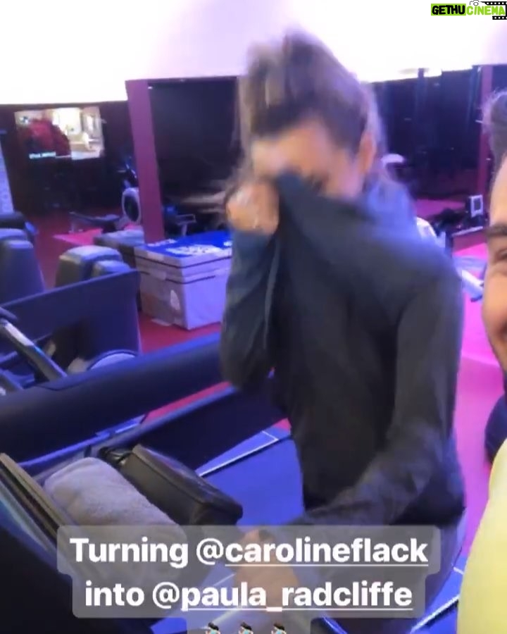 Caroline Flack Instagram - HATE running ... but love training with this one @bradleysimmonds