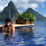 Caroline Flack Instagram - Sometimes you just need to get away and hideaway - then breathe - eat- sleep and swim @jademountainstlucia (no one will find you there ) @hotelsdotcom #wewhotravel JADE MOUNTAIN ST LUCIA