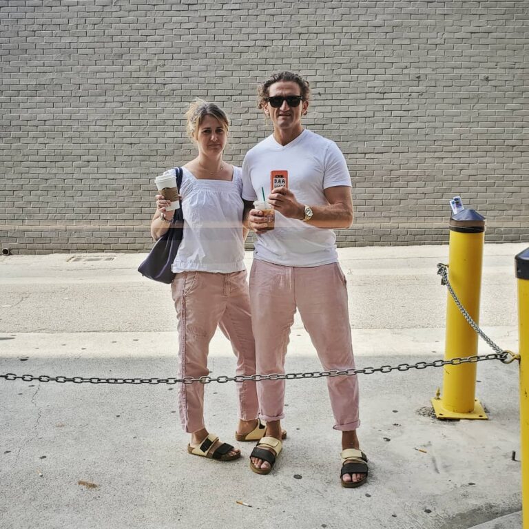 Casey Neistat Instagram - made it half way through the day before realizing we're wearing matching outfits.. HEAD-TO-TOE MATCHING OUTFITS Beverly Hills, California