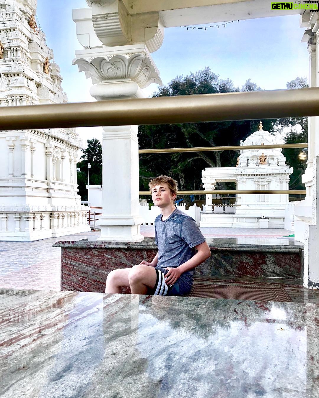 Casey Simpson Instagram - thinking of an Instagram caption. Too meta? Malibu Hindu Temple