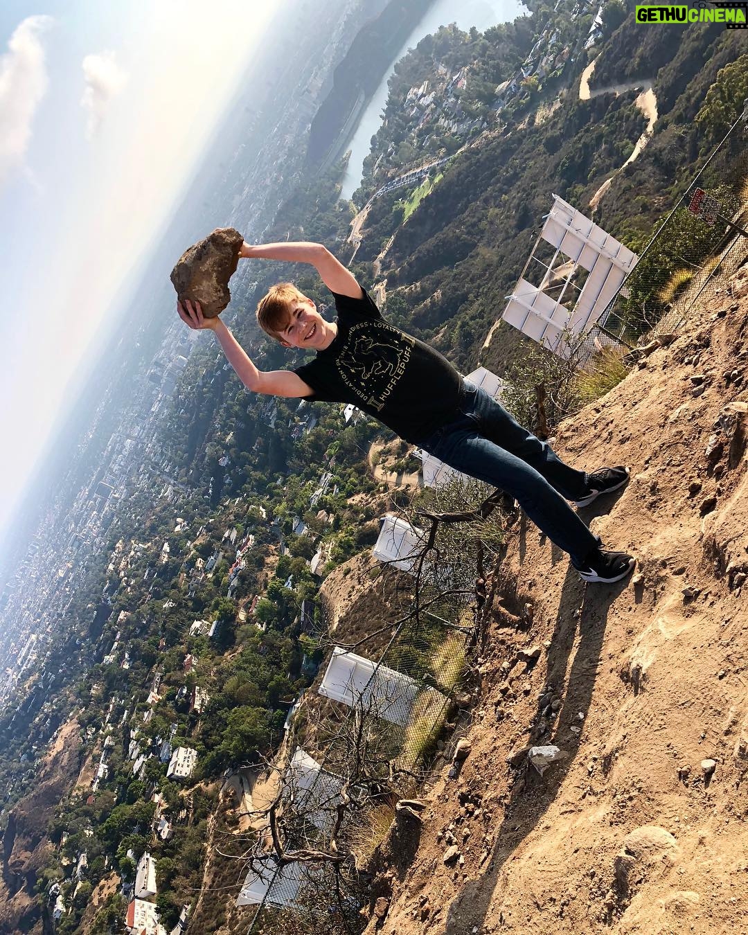 Casey Simpson Instagram - nice meeting you Dwayne Johnson Behind the Hollywood Sign, Los Angeles