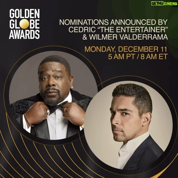 Cedric the Entertainer Instagram - I’m so excited to be announcing the 2024 Golden Globe Awards nominees with @wilmervalderrama 🏆 Tune-in to the announcement on Monday, December 11 at 5am PT / 8am ET via @GoldenGlobes and CBSNews.com! #GoldenGlobes I’ll Holla! ✌🏾