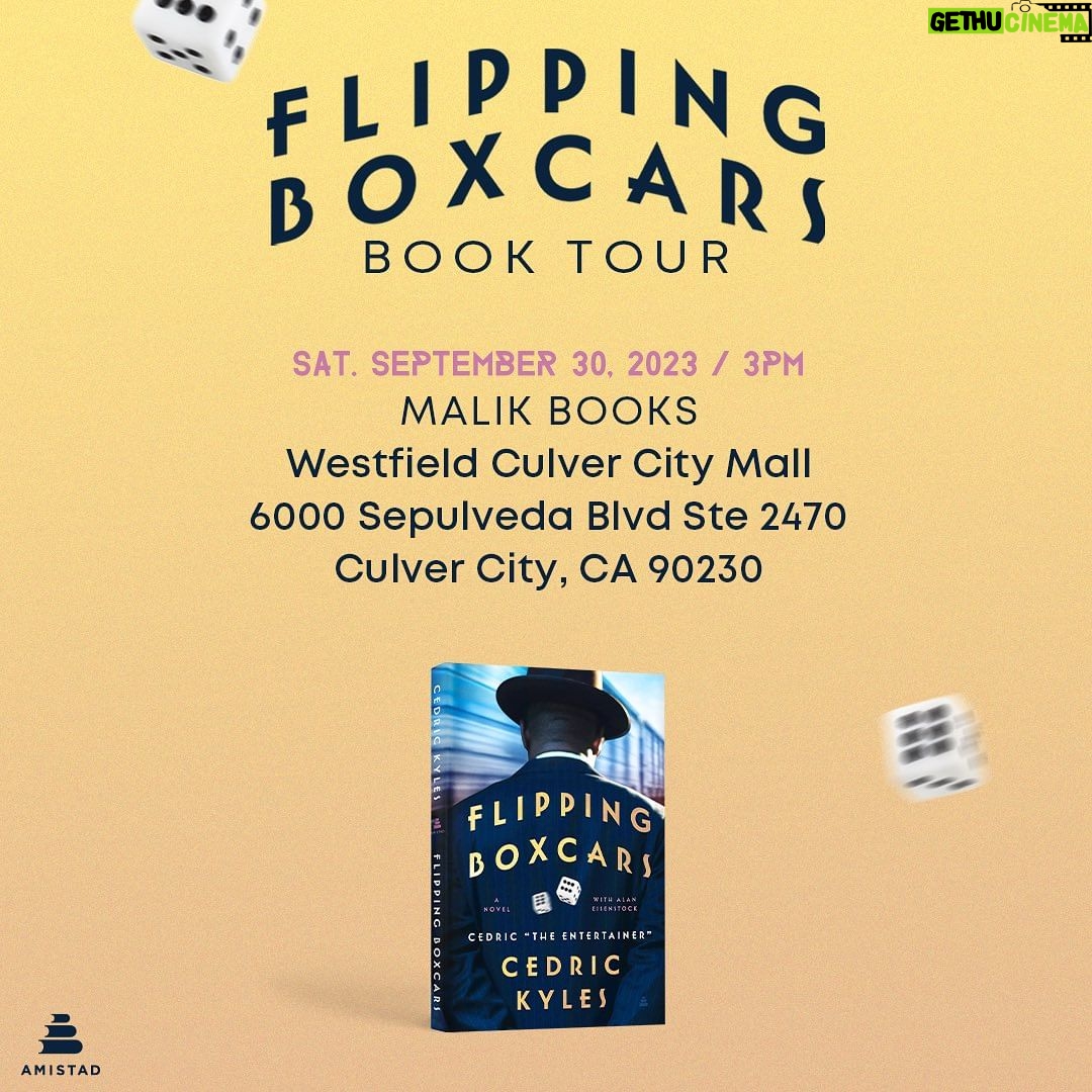 Cedric the Entertainer Instagram - LA! Come stop by and see me signing my new book-Flipping Boxcars at Malik Books inside of Westfield Culver City Mall September 30th at 3pm . Link to tickets in my bio @malikbooks
