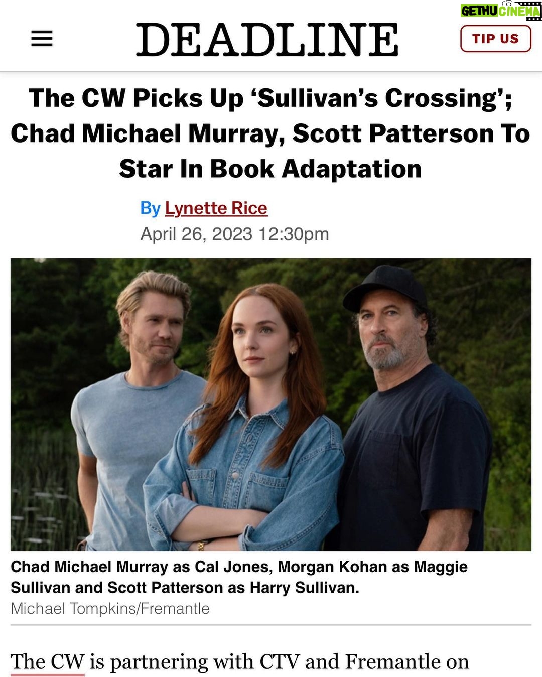 Chad Michael Murray Instagram - Im coming home… For all those who’ve been asking when Sullivan’s Crossing will be playing in the US here you go 💪 Im excited to head back to where it all started for me. Thank you @thecw and I’ll see y’all soon. Thank you @deadline 🤙