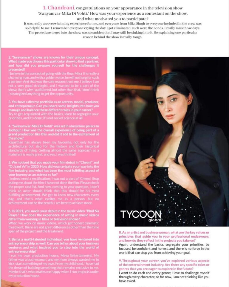 Chandrani Das Instagram - Gorgeous & Multi talented,Bollywood Producer, Model & Actress @officialchanndranidas featured in January edition of @tycoonmagazines She is an actor, known for Tandav, My Dear Sir and Anannya Saradiya.Her 1st Panjabi Music Video with @kaka._.ji already a Big Hit. Got famous from television show named Swayamvar- Mika Di Vohti in June 2022. Glad to connect & happy to cover her interesting story about life, professional and many more. ProMotion partners @tycoonglobaluae @tycoonmagazines @tycoonglobal @tycoonglobalnetwork @tycoonglobaluk @tycoonglobalaustralia @tycoonmagazinesteam @sanjeevkumarjain2802 #tycoons #tycoonmagazines #tycoon #tycoonglobal #chandranidas #kaka #womensday #tycoonglobal #tycoon #tycoonmagazines Mumbai - The City of Dreams
