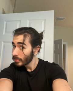 Charles White Jr. Instagram - One group of hair is not quite long enough to complete bun. I look like a hipster Jedi
