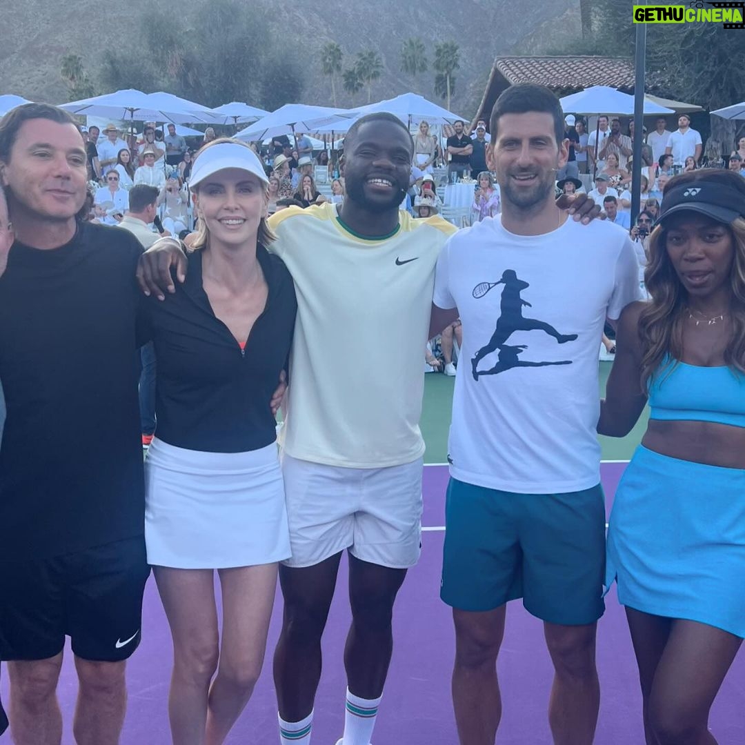 Charlize Theron Instagram - This week I got to immerse myself in two of my favorite things: Tennis, and @CTAOP π Had a blast out in the desert for @DesertSmash ββ got to play doubles with @bigfoe1998 and the one and only @djokernole, take on two powerhouses @vichka35 and @yvonneorji, and ALL was in support of CTAOPβs work uplifting young people in Southern Africa. So grateful to everyone who came out, and the team who has kept this epic event going strong for 20 years! Photo credit: 1 - π· - @bknownagency 2 - π· - @hairbyadir 3 - π· - @gettyimages 4 - π· - @hairbyadir 5 - π· - @tonythetigercrago 6 - π· - @grosbygroup 7 - π· - @ctaop 8 - π· - @katyakeely 9 - π· - @tonythetigercrago 10 - π· - @tonythetigercrago La Quinta, California